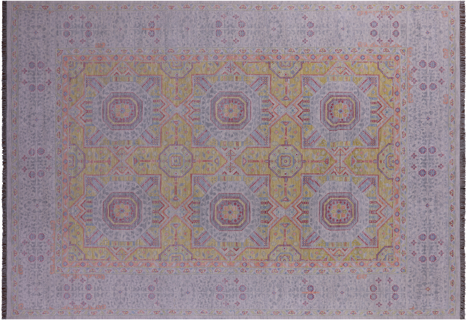 Gold 9′ 11″ X 14′ 1″ Mamluk Hand Knotted Wool Rug – Q22677