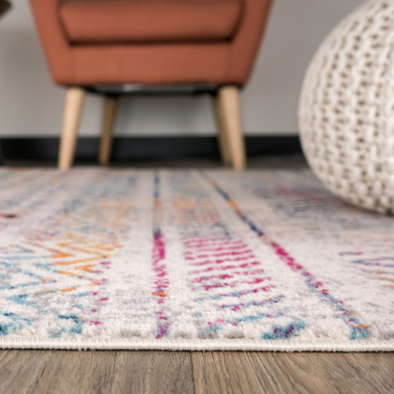 Rugshop Area Rugs Geometric Distressed Bohemian Carpet Turkish Rugs Jute Rug 5×7