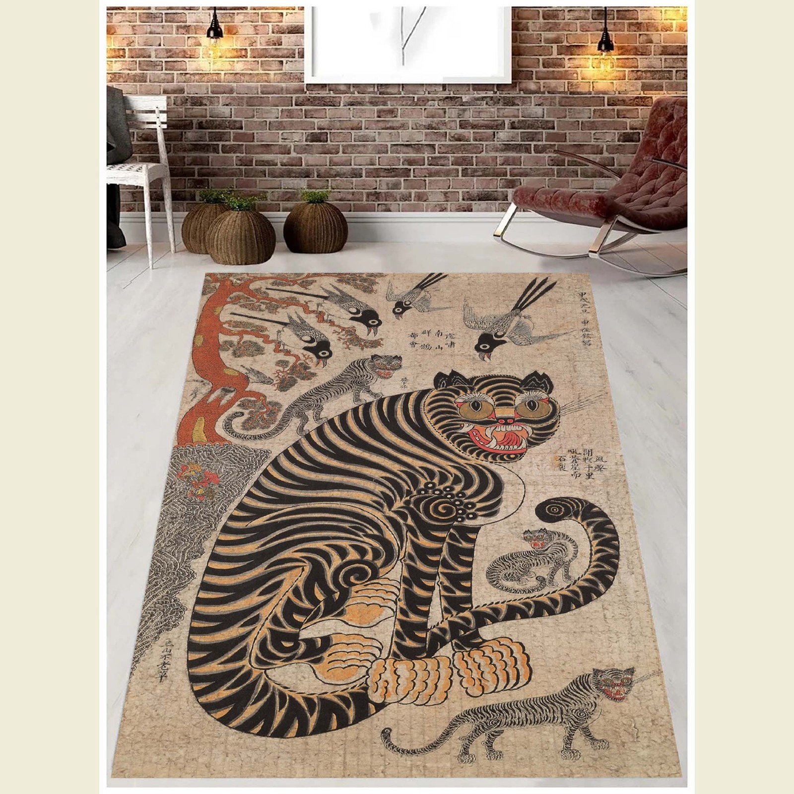 Korean Art, Asian Art, Korean Painting, Japanese Tiger Painting, Tiger Carpet