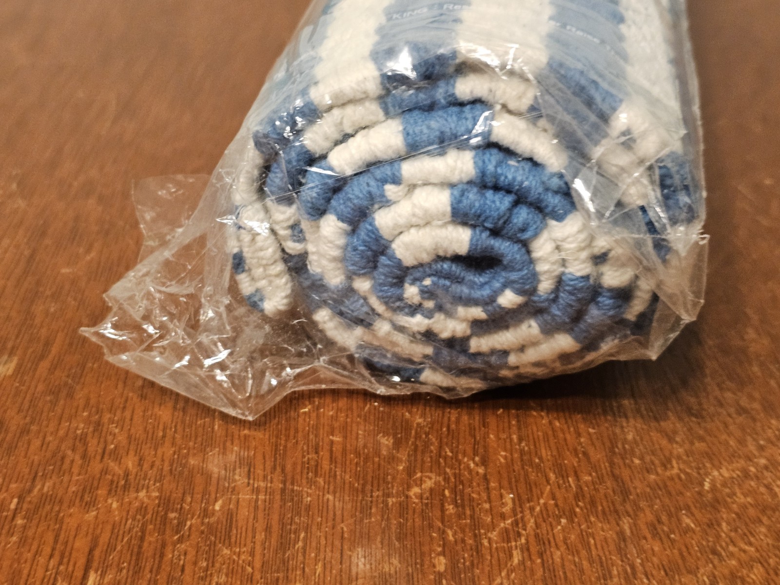 NEW Mackenzie Childs Scatter Rug Oxford Blue Stripe 2’x3′ Sealed In Original Bag