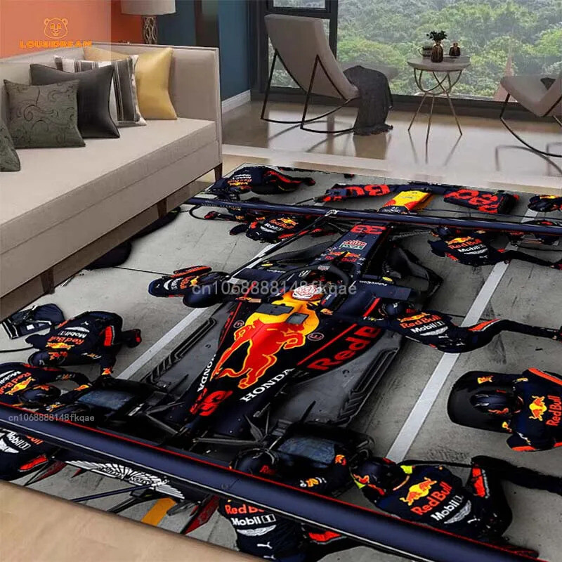 Racing Car Pattern Rug for Game room Living Room Non-Slip Artwork Floor Pad Rugs