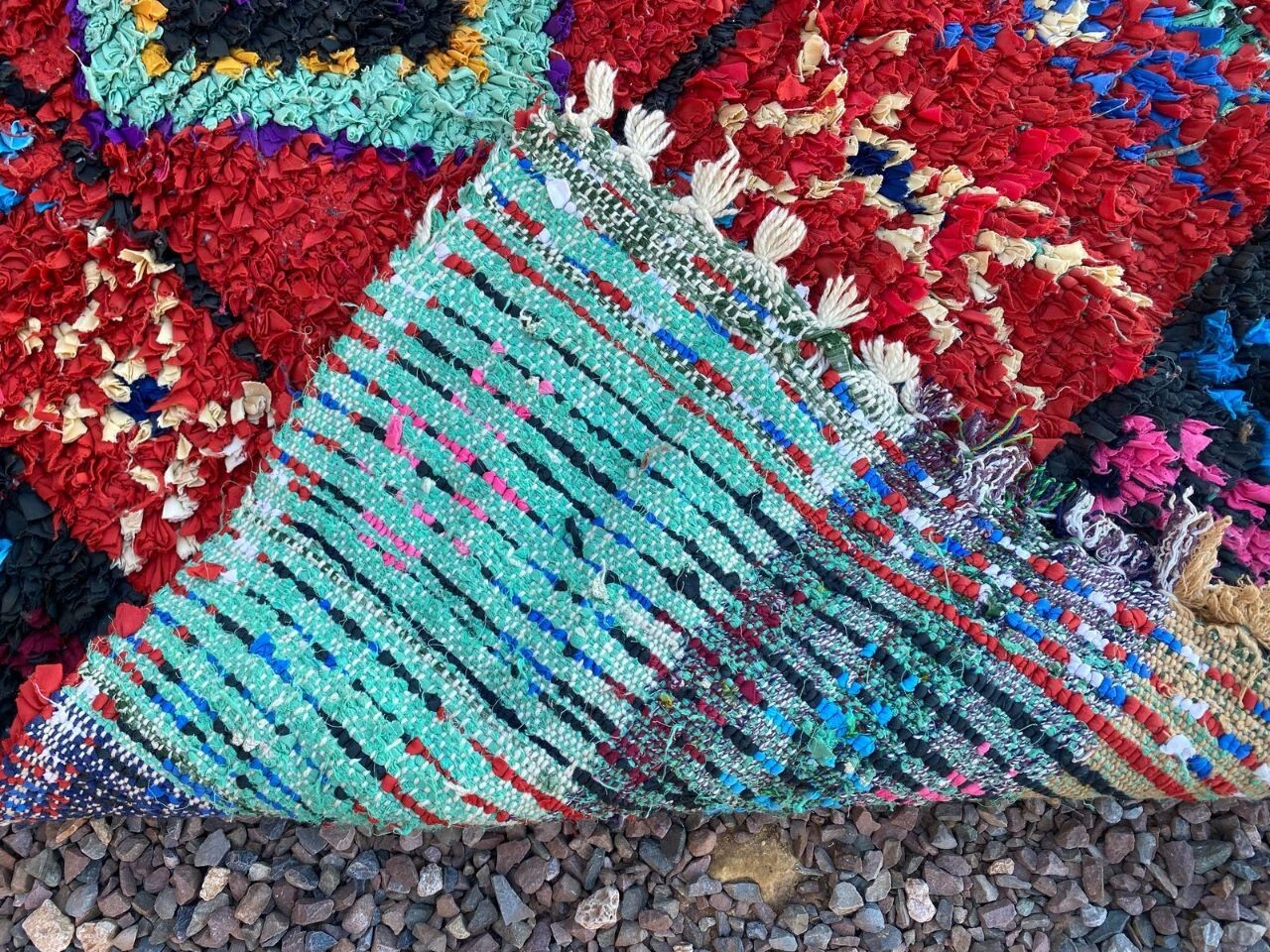 3’4×8’6 ft Moroccan Boucherouite Handmade Rug Berber Geometric Area Vintage Rug