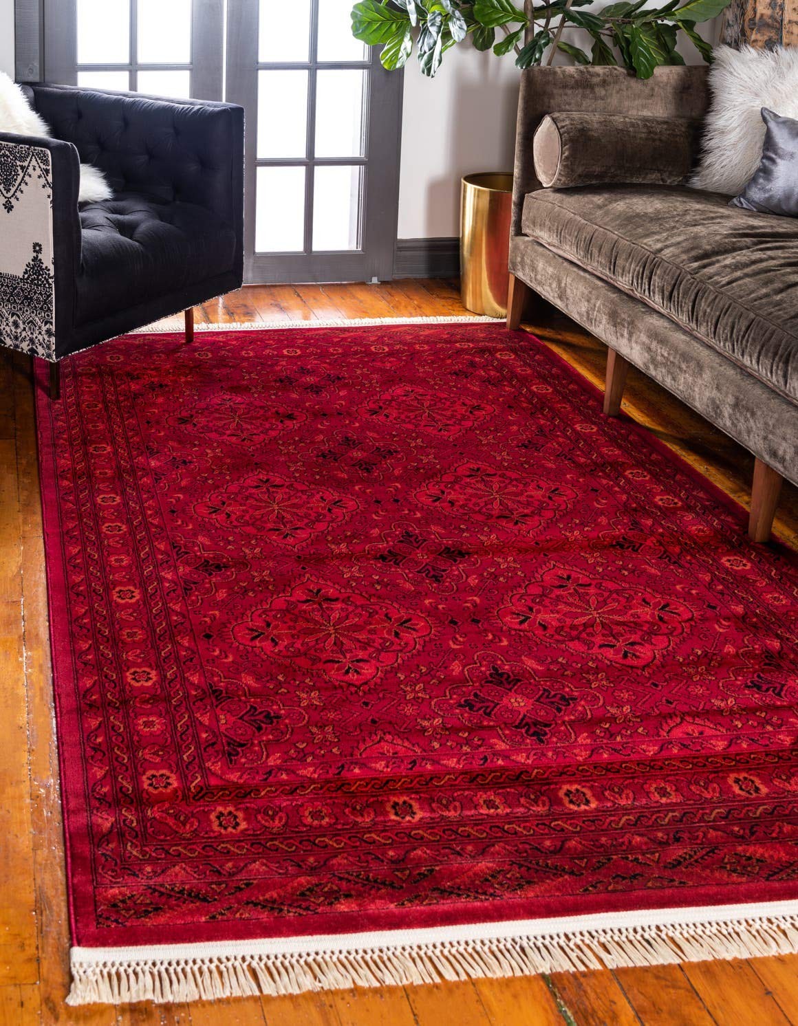 Tekke Collection Over-Dyed Saturated Traditional Torkaman Area Rug (4′ 0 x 6’…
