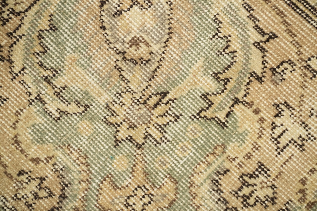 Beige &Taupe Anatolian Hand-Knotted Wool 5×9 Distressed Area Rug