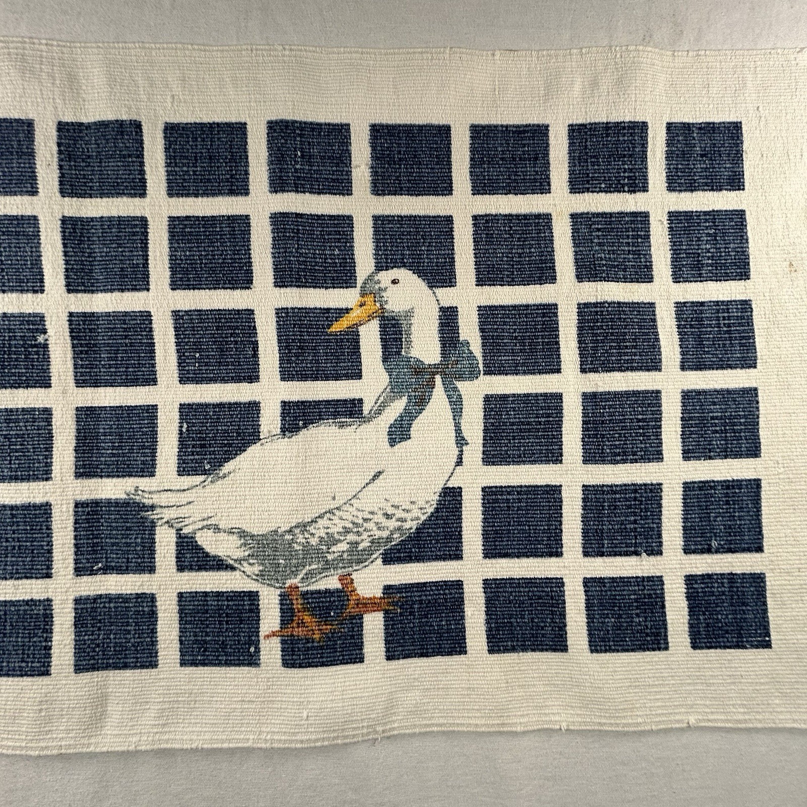 VTG Gordon Fraser Country Ducks Goose Woven Cotton Linen Rug Runner 36”x 21”