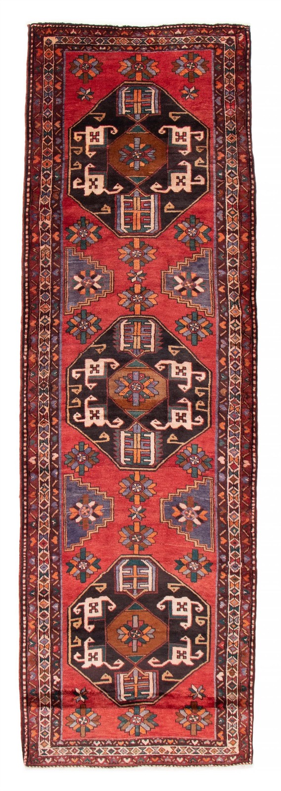 3’11” x 12’6″ Vintage Hand-knotted Runner Rug Traditional Oriental Wool Carpet