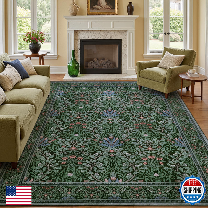 Dadasgk Area Rug 7X9 Living Room Rugs Washable Vintage Floral Large Soft Non