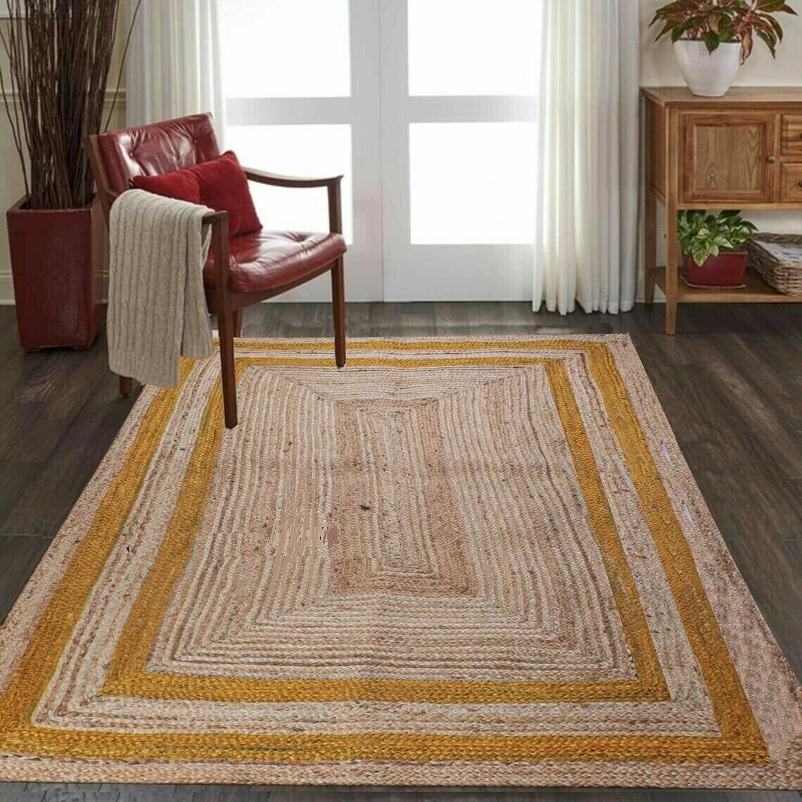 Modern Jute Runner Rug Braided Reversible Hallway Entryway Handmade Floor Carpet