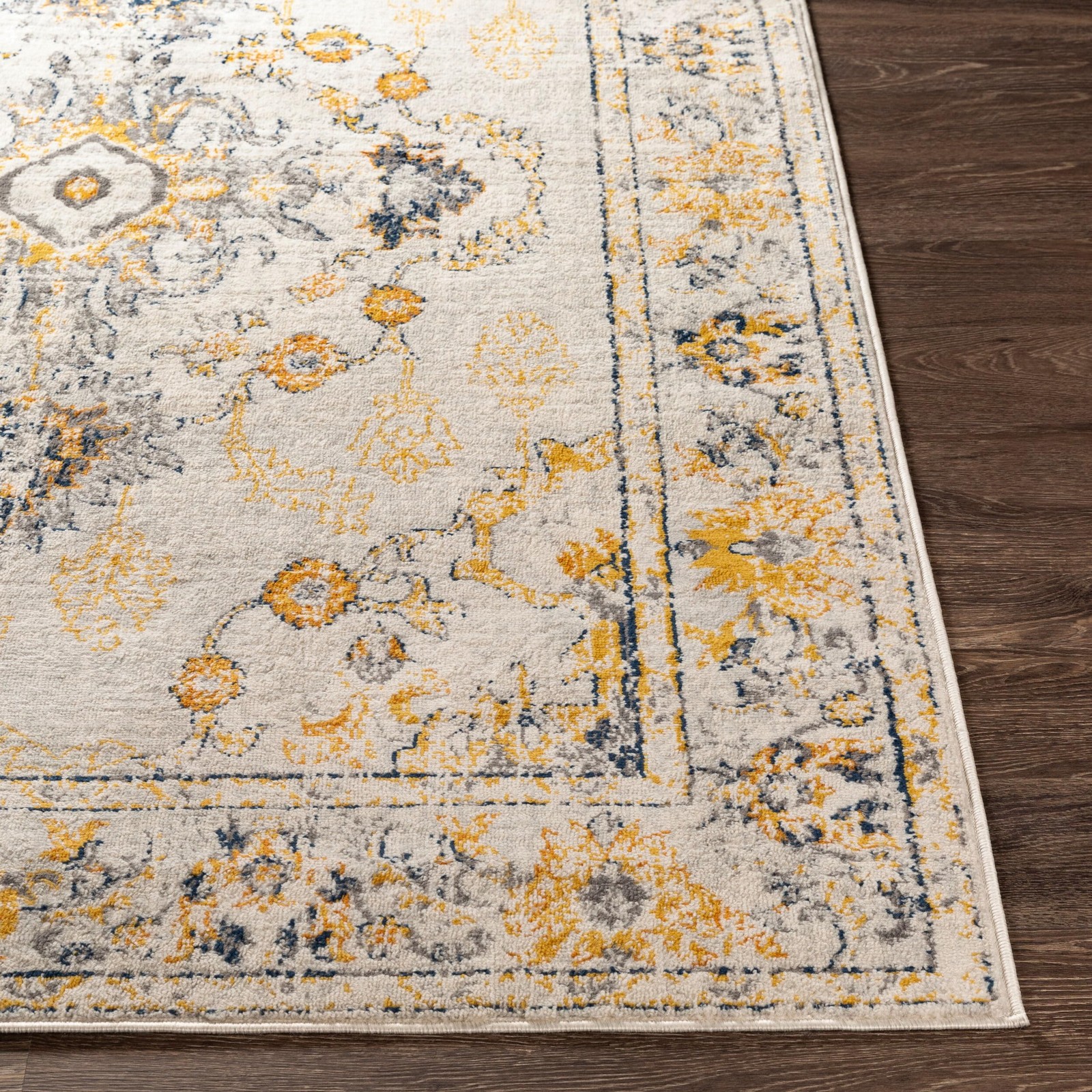 Livabliss – Vintage Boho Yellow Rug For Living – Gray