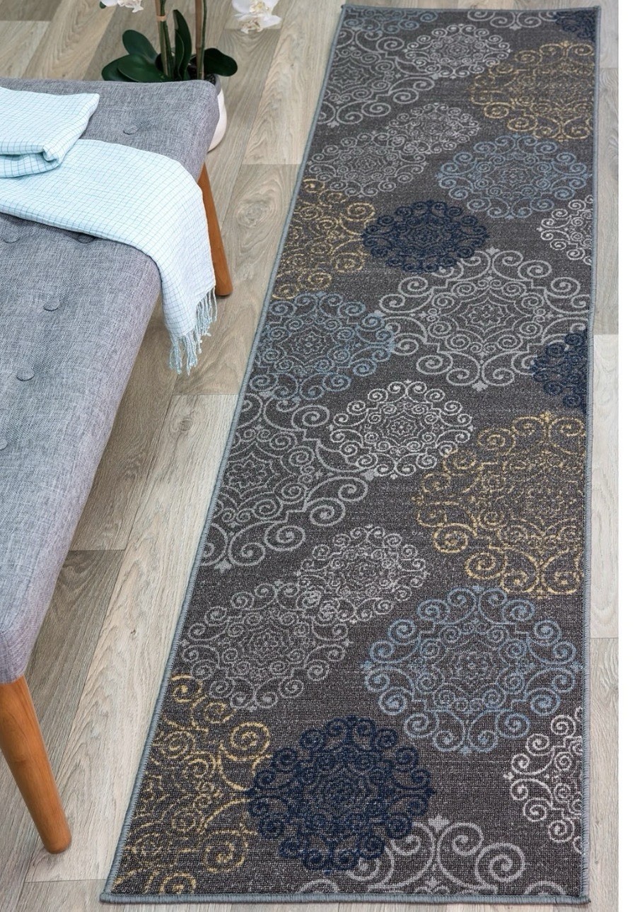 World Rug Gallery Runners Modern Floral Swirl Design Non-Slip Entryway Rug 2×7