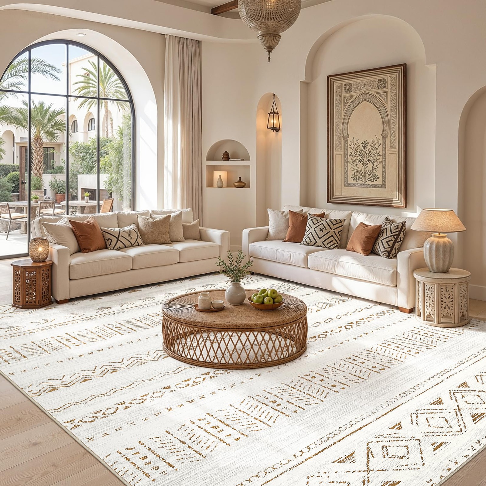 5×7 Area Rugs Living Room Rug: Washable Boho Rugs with Non Slip Backing Large…