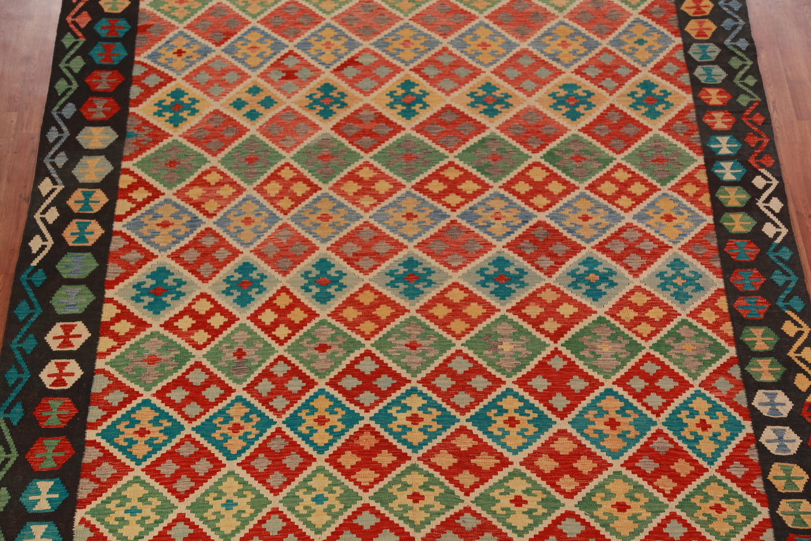 Dual-Sided Kilim Kelim Rugs Flatweave Wool Carpet 9×11 ft