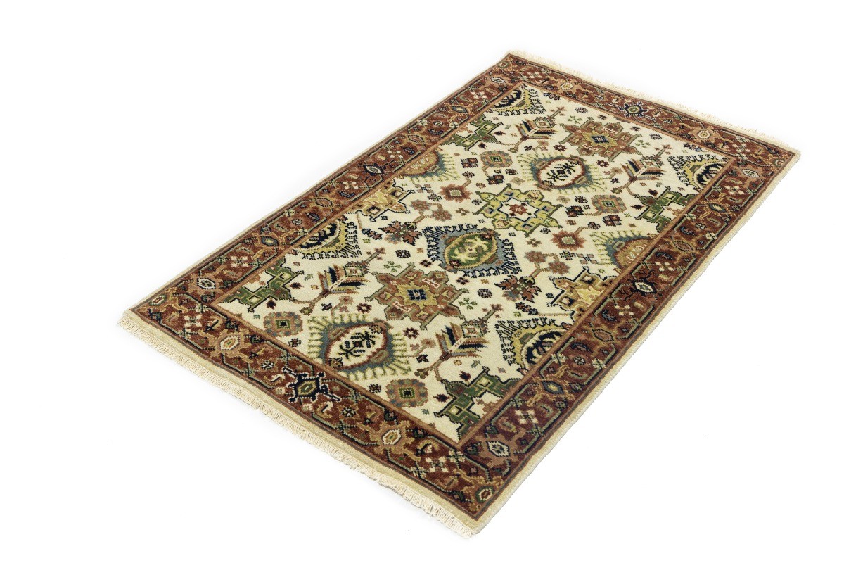 Handmade 3X5 Indo-Karajeh Oriental Rug Tribal Geometric Style Décor Carpet