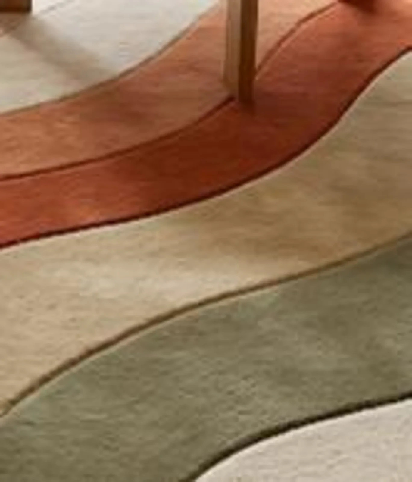Beige Terracotta Green Abstract Wave Hand Tufted Wool Rug, Modern Area Rug,