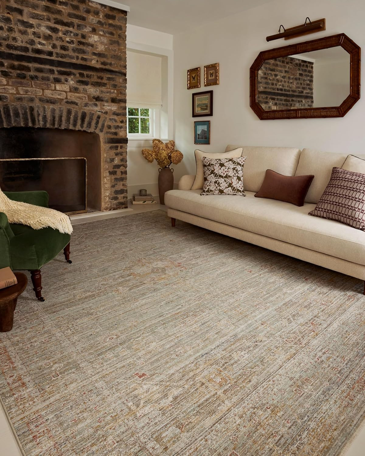 Loloi Chris Loves Julia Ida Area Rug 6’3″ x 9’4″ Spa/Sunrise, 0.19″ Pile