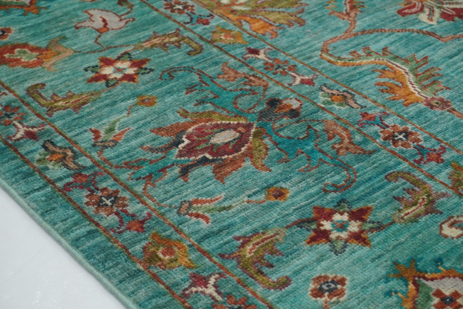 6×8 ft Turquoise Blue Afghan Hand Knotted Wool Oriental Rug