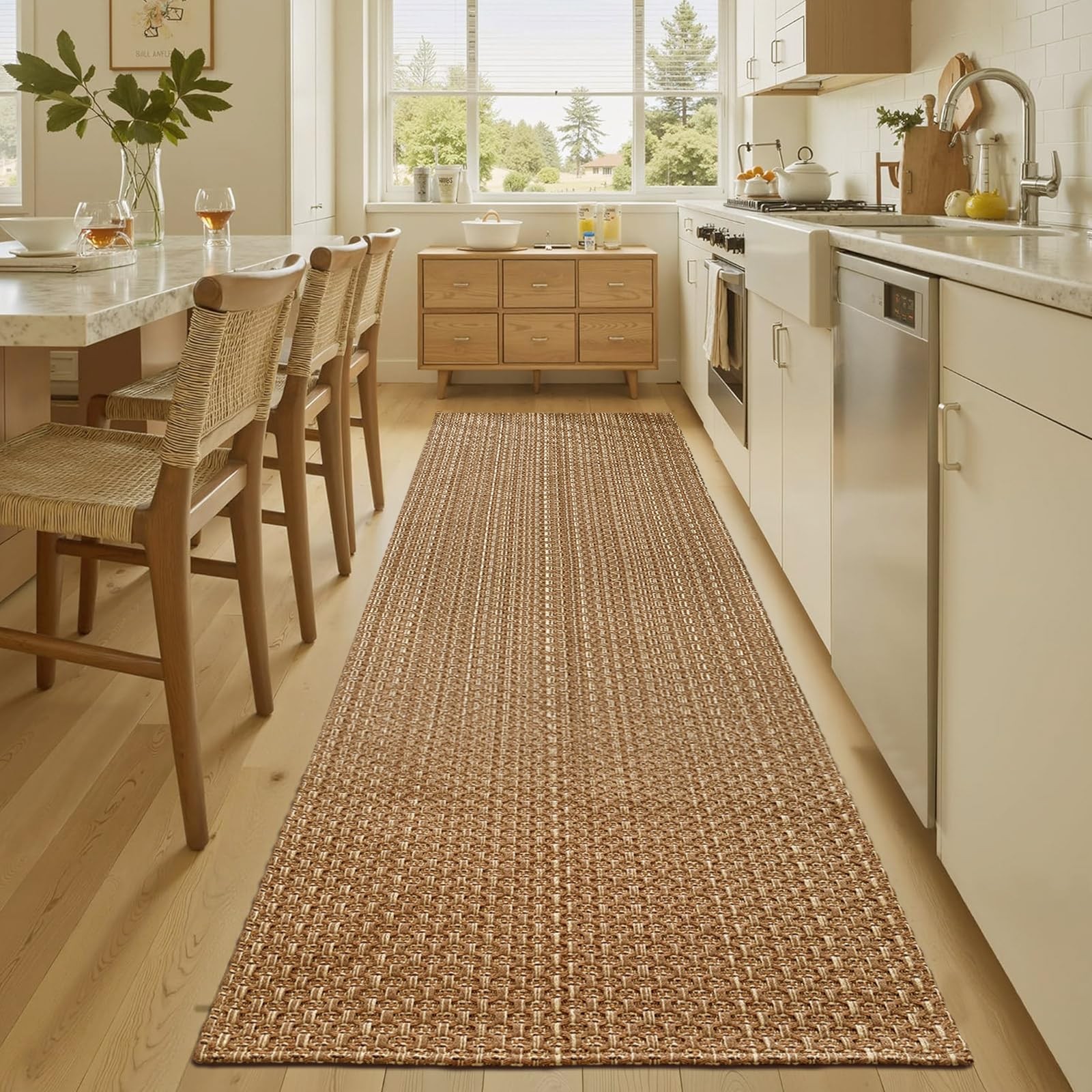 Bathroom Runner Rug,Boho 2×6 ft Hallway Runner,Braided Style Neutral Kitchen …