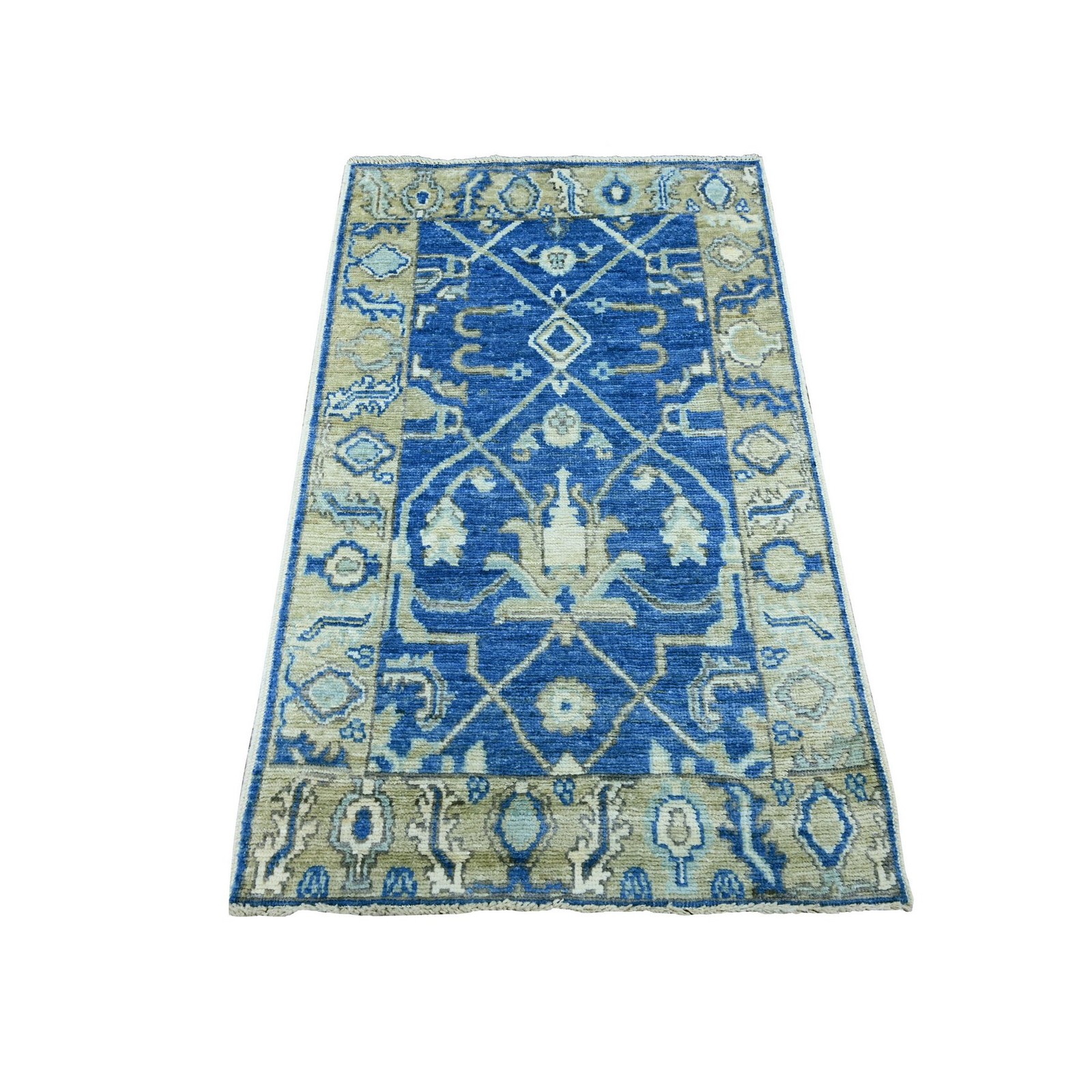 3’x4’8″ Admiral Blue Angora Oushak All Over Pattern Hand Knotted Wool Rug 22919