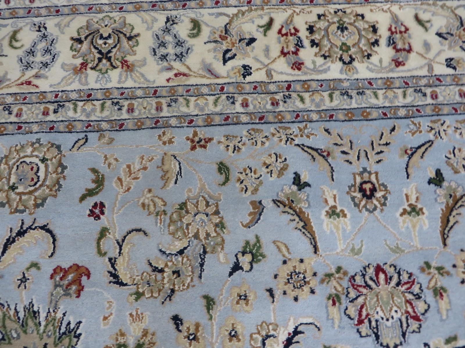 7’10 x 10’1 Hand Knotted Light Blue Fine Nain With Silk Oriental Rug G16115