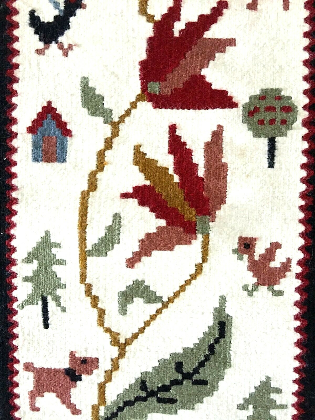 Table Runner Kilim; Hand Woven Wool/Cotton Decorative Reversible Wall Art Kilim