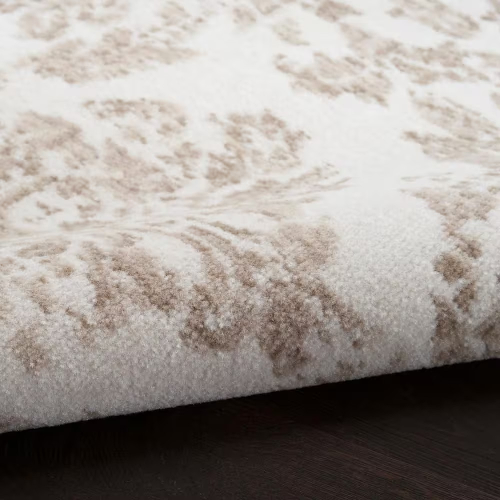 Jubilant Ivory Beige 10 Ft. X 14 Ft. Damask Transitional Area Rug