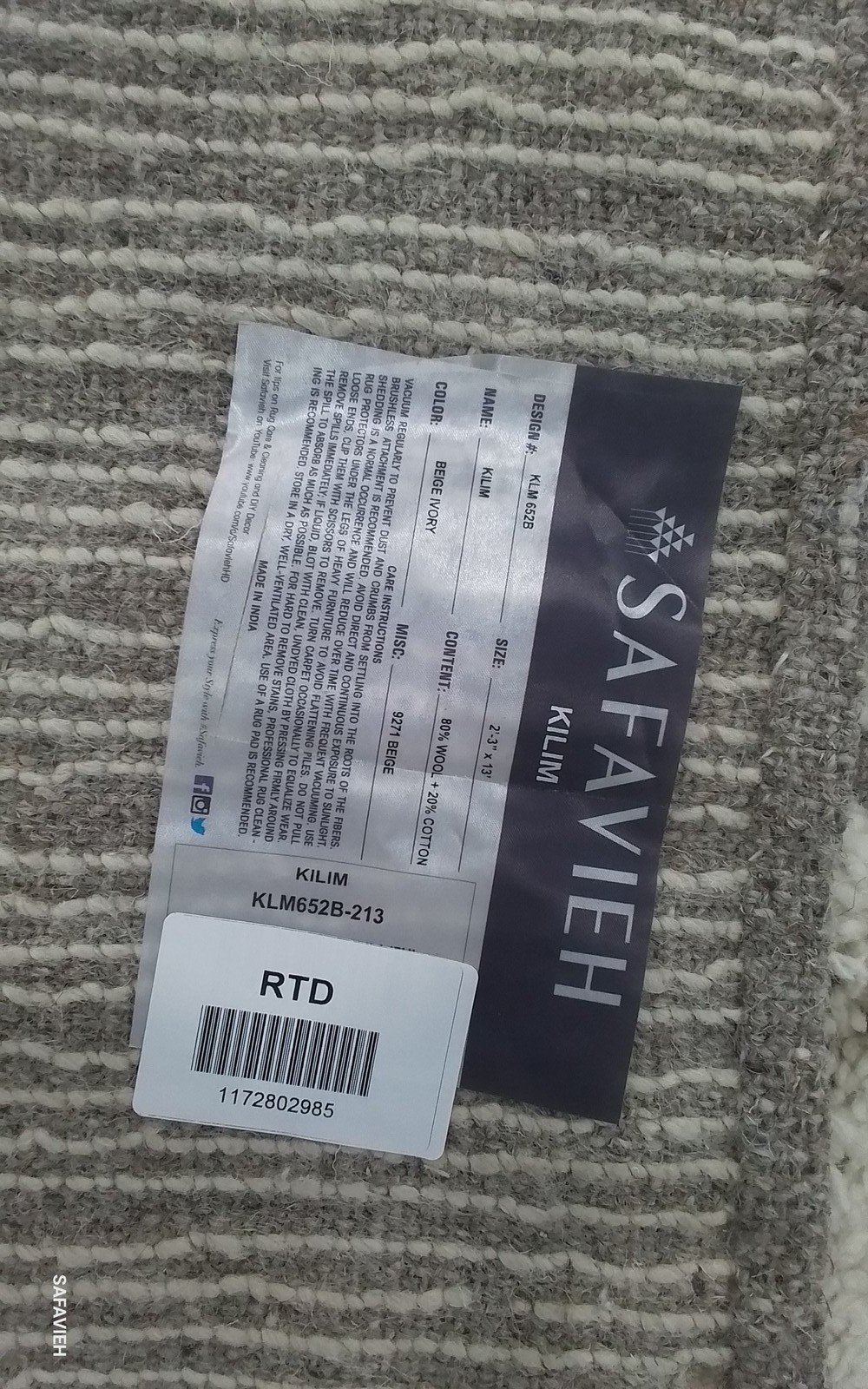BEIGE / IVORY 2′-3″ x 13′-0″ Flaw in Rug, Reduced Price 1172802985 KLM652B-213