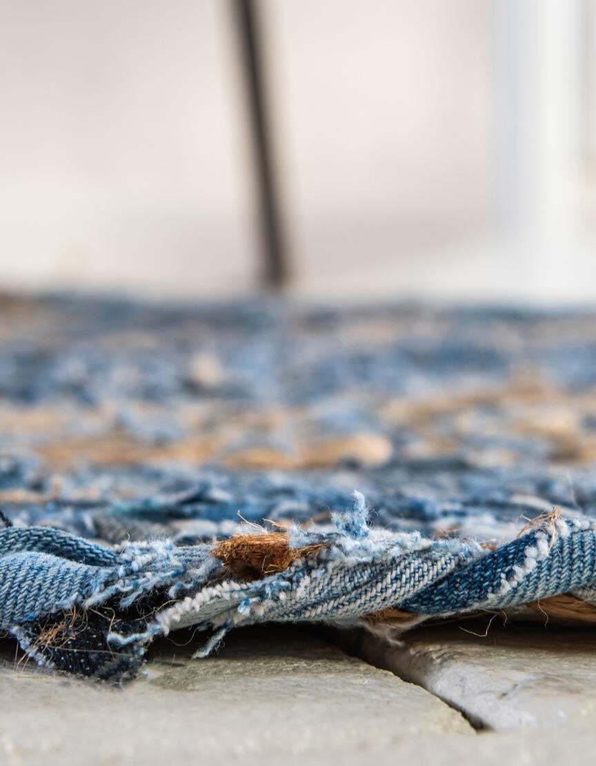 Oval Rug Natural Denim Jute Braided Style Carpet Handmade Rustic Look Area Rug