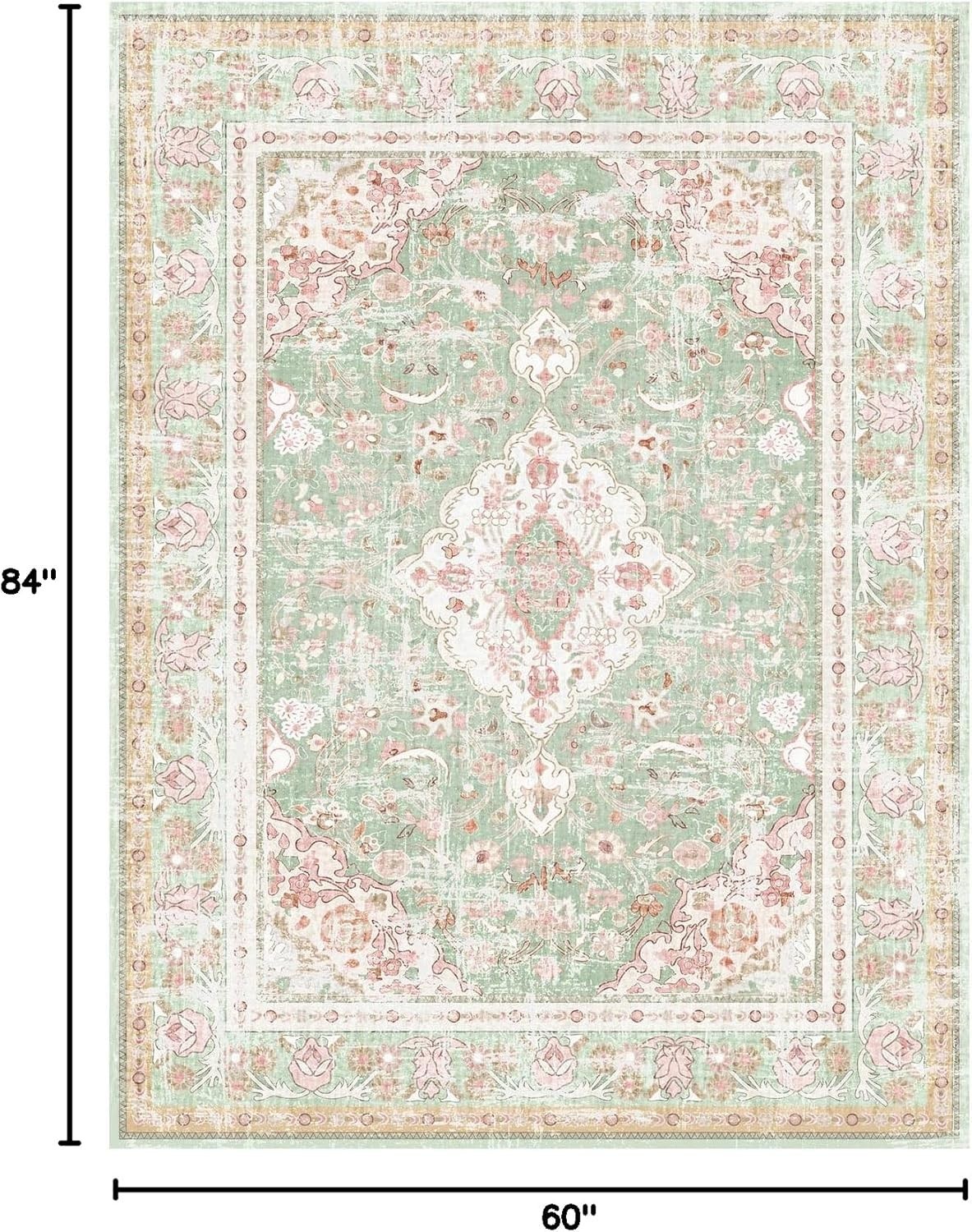 Chic Green and Pink Area Rug 5′ x 7′ – Soft, Durable & Perfect for Modern Homes