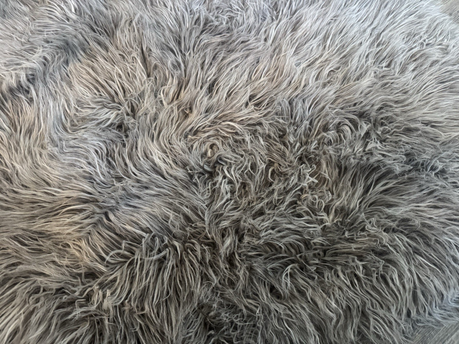 Gray Long Hair Faux Sheepskin Accent Rug 25×45 Plush Shag Fur Area Rug