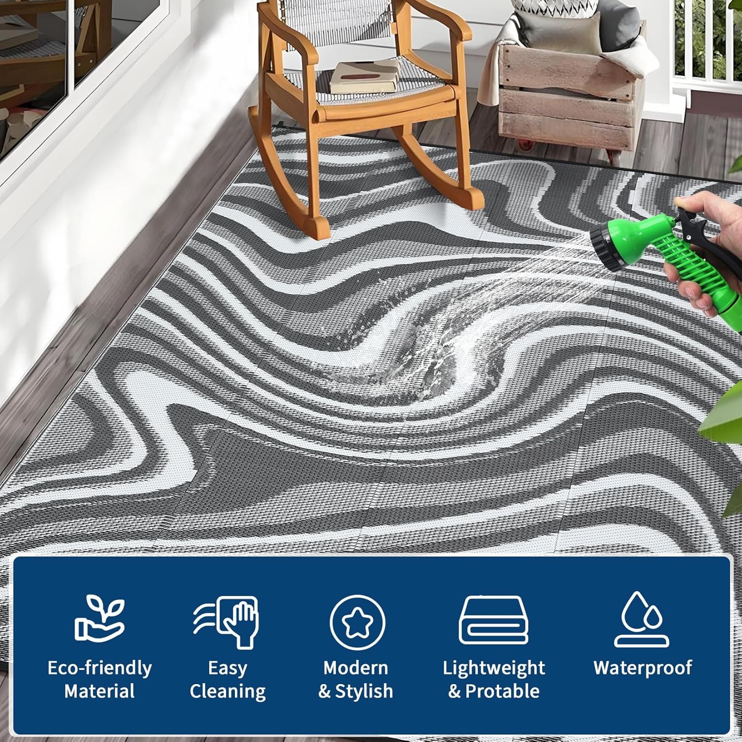 Multiple Outdoor Rug RV Mat Reversible Carpet Mat fr Patio Camping Backyard Deck