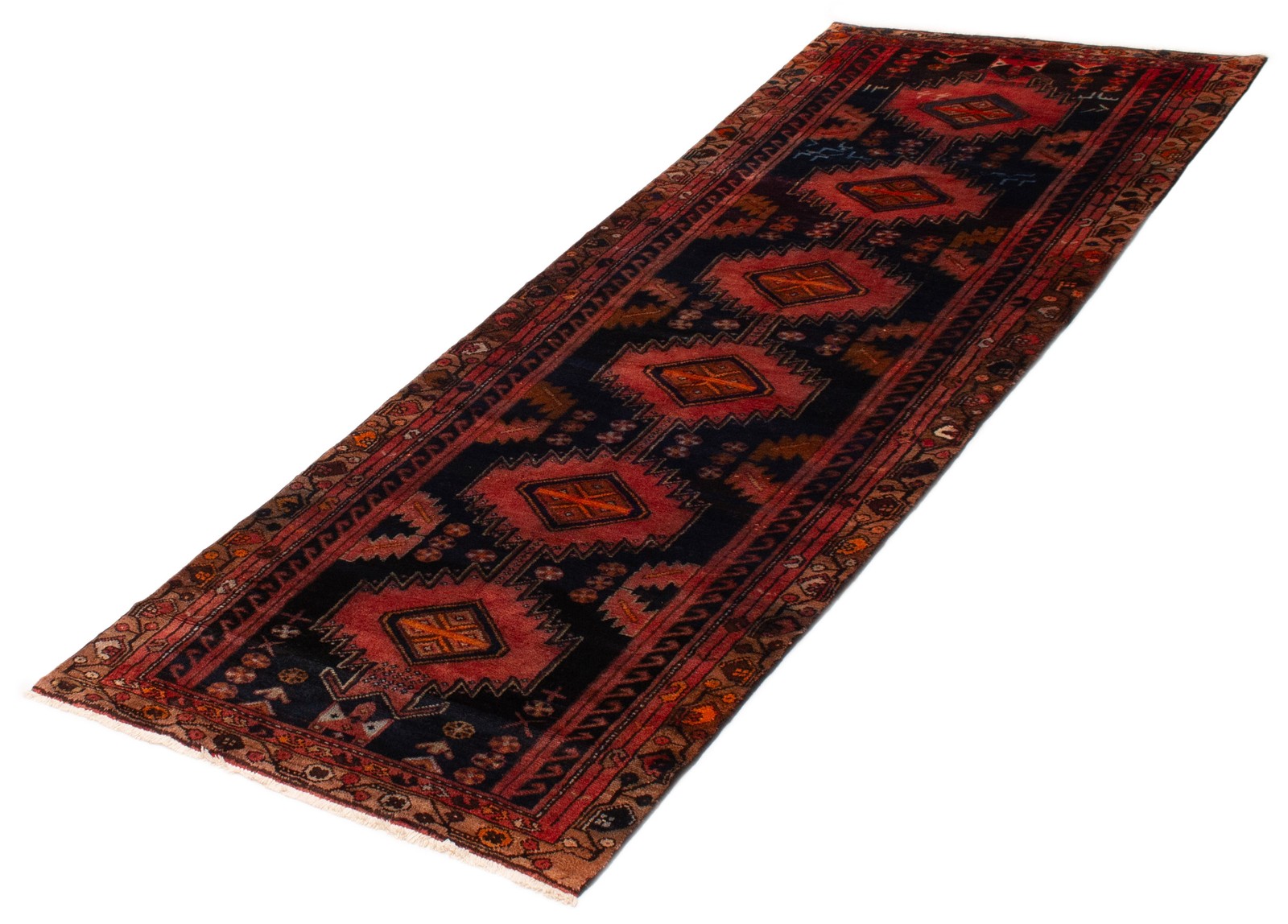 Vintage Hand-knotted Runner Rug 3’7″ x 9’8″ Traditional Oriental Wool Carpet