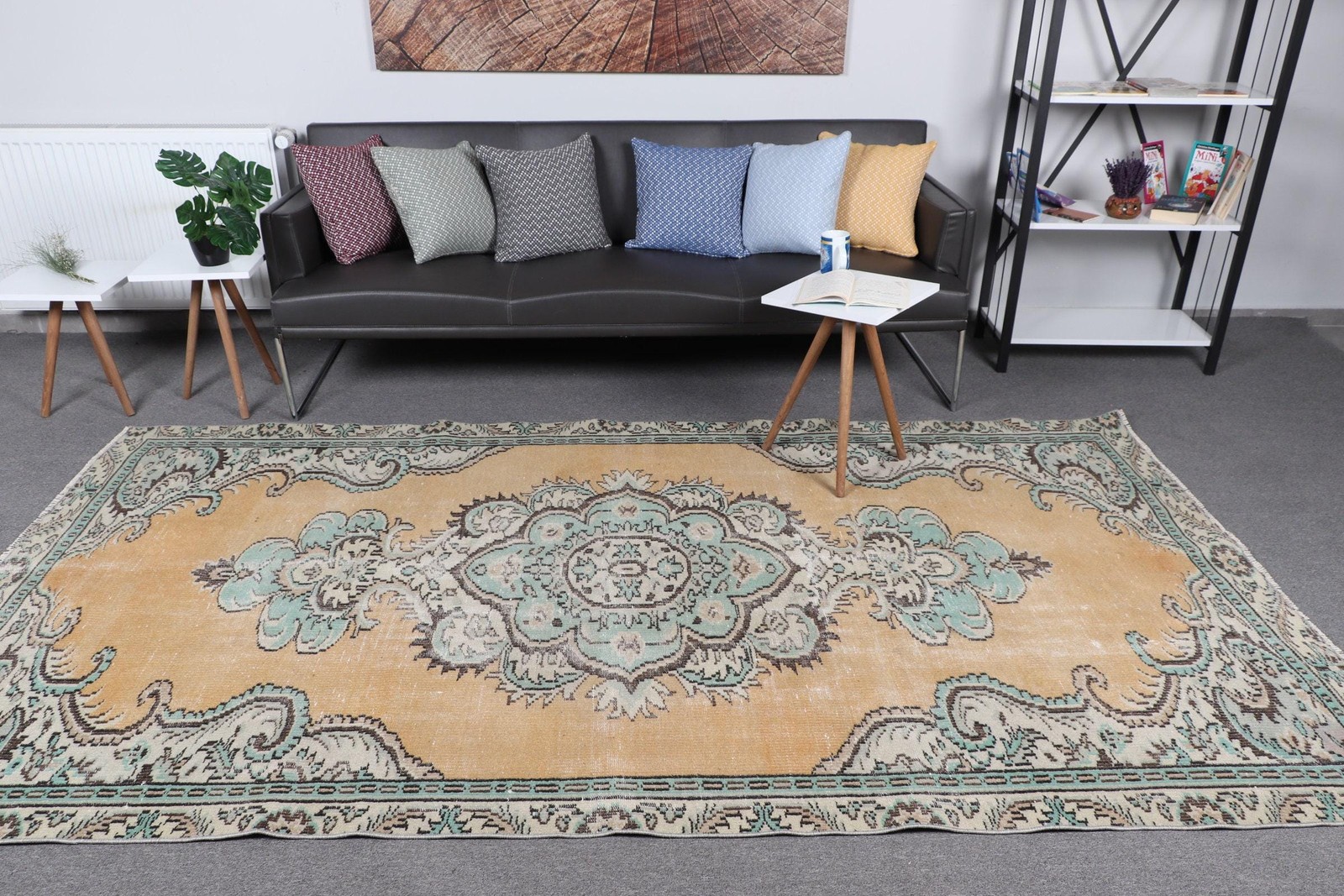 5,1×9,5 ft Turkish Rug Rug, Blue Ombré Vintage Wool Rug
