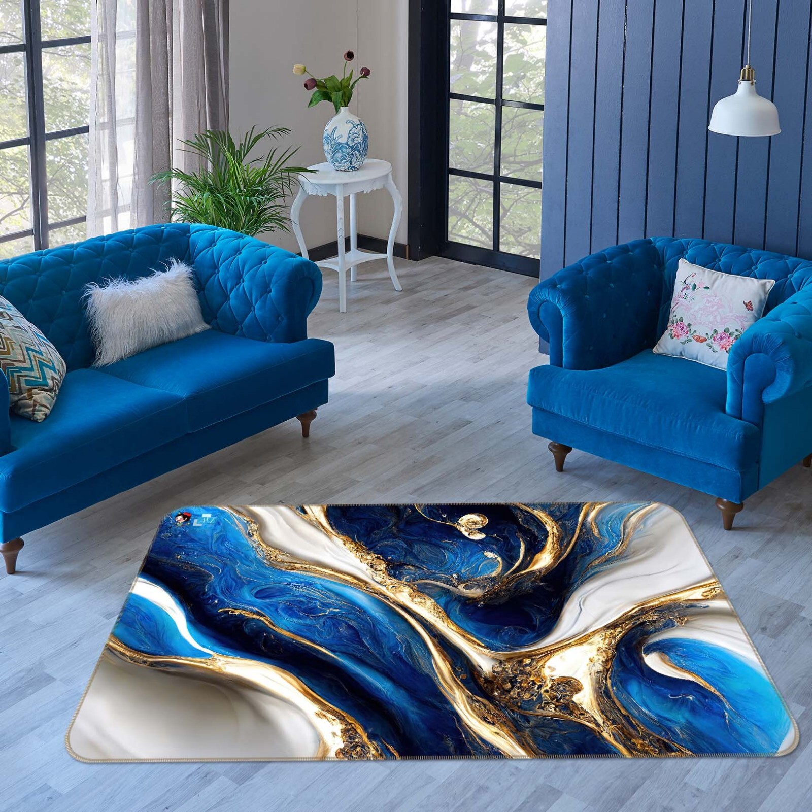 3D Blue And White Texture ZHUA1144 Game Non Slip Rug Mat Photo Carpet Amy