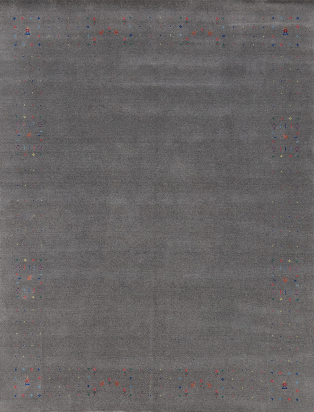 Gray Hand-Knotted Wool Animal Pictorial Tribal 8×10 Area Rug