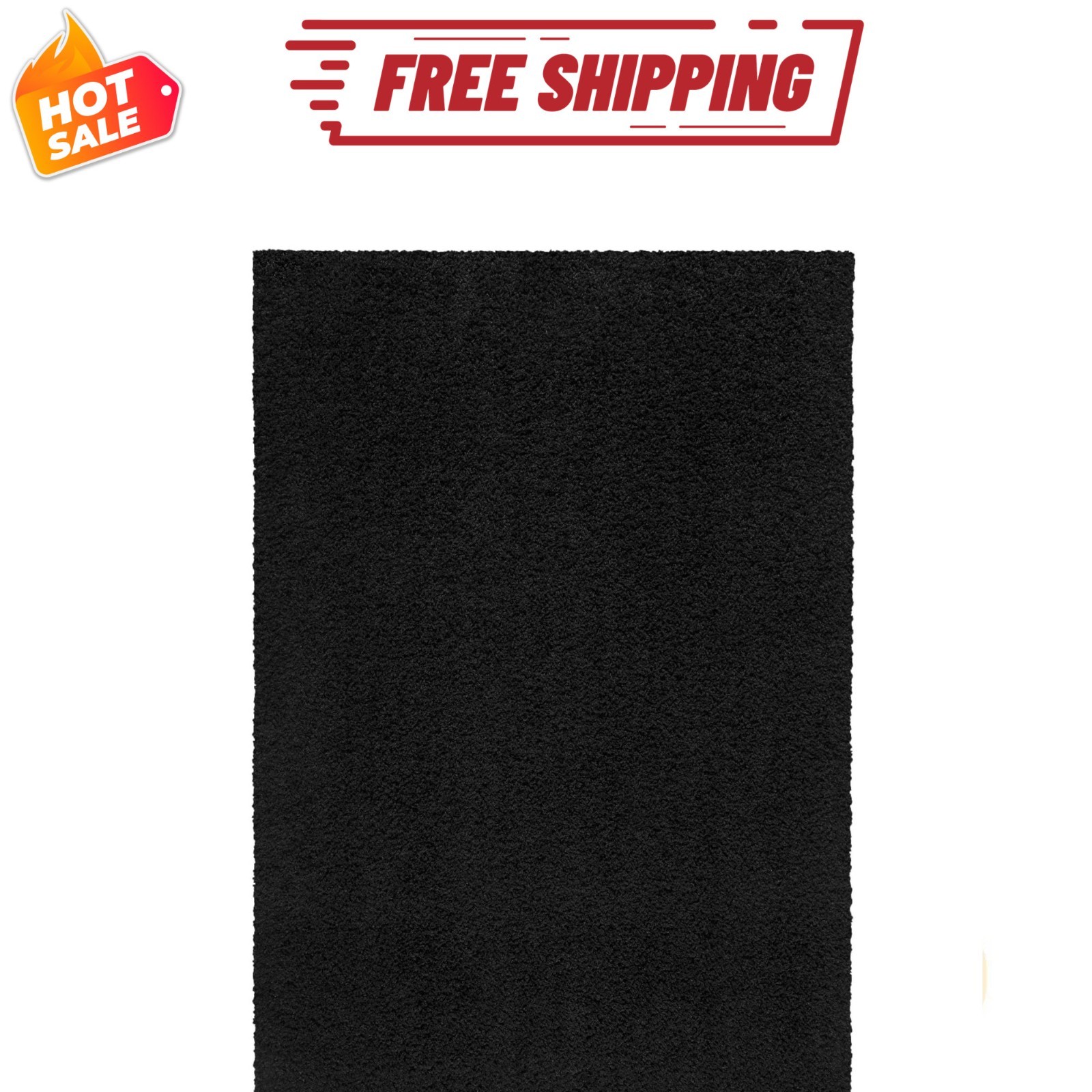Mainstays Traditional Solid Black Shag Indoor Area Rug 5 x 7 ft