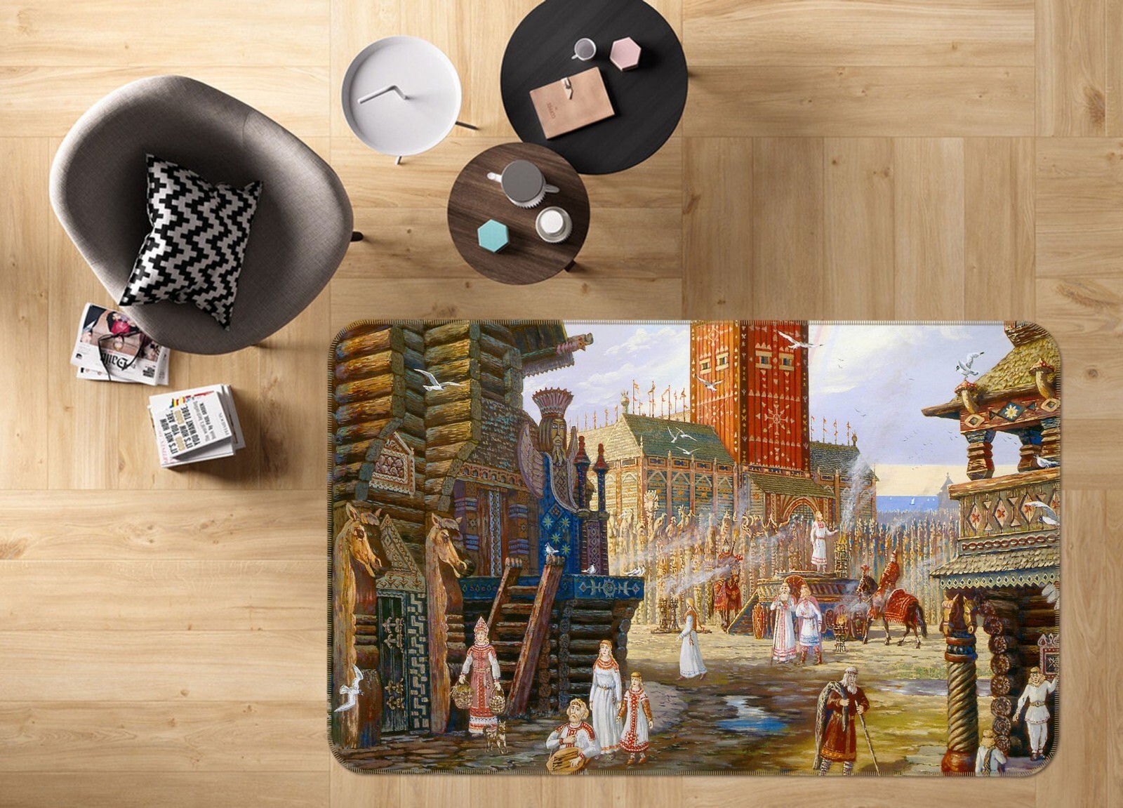 3D Palace Oil Painting ZHUA1257 Game Non Slip Rug Mat Photo Carpet Amy