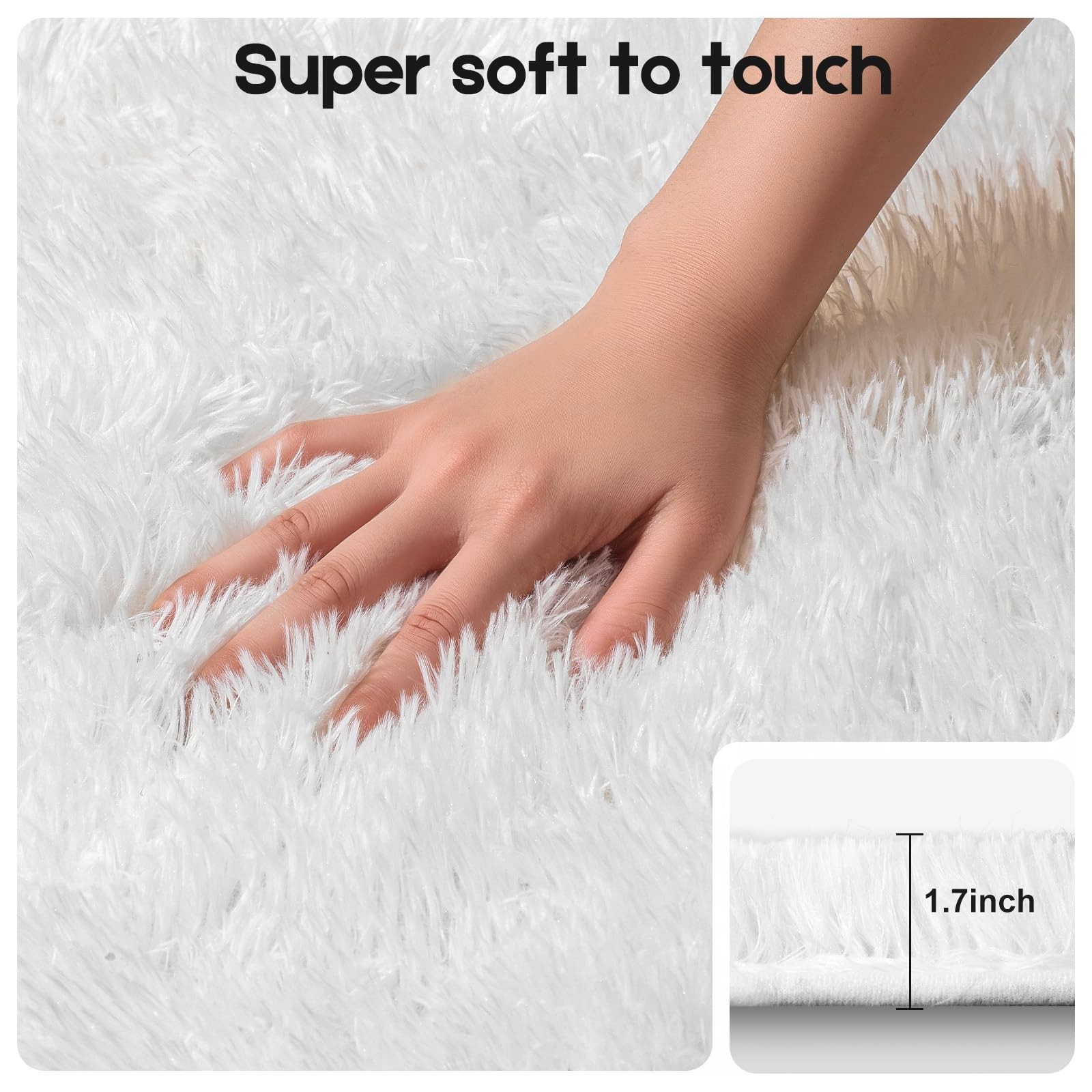 4×6 Cream White Rugs for Bedroom Living Room, Fluffy Small Area Rug Soft Shag…