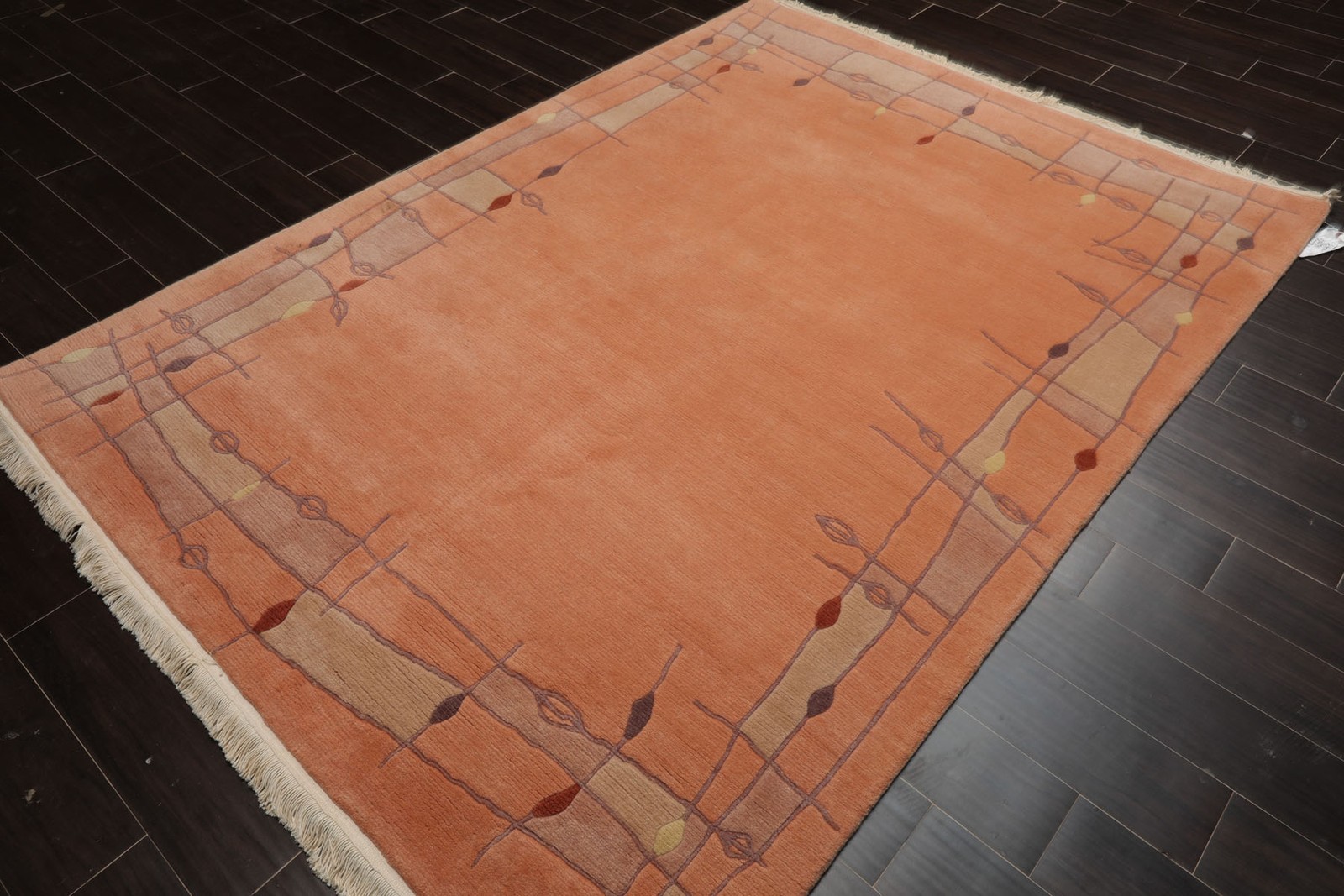 5’8”x7’10” Hand Knotted New Zealand Wool Blush Tibetan Art Deco Rug