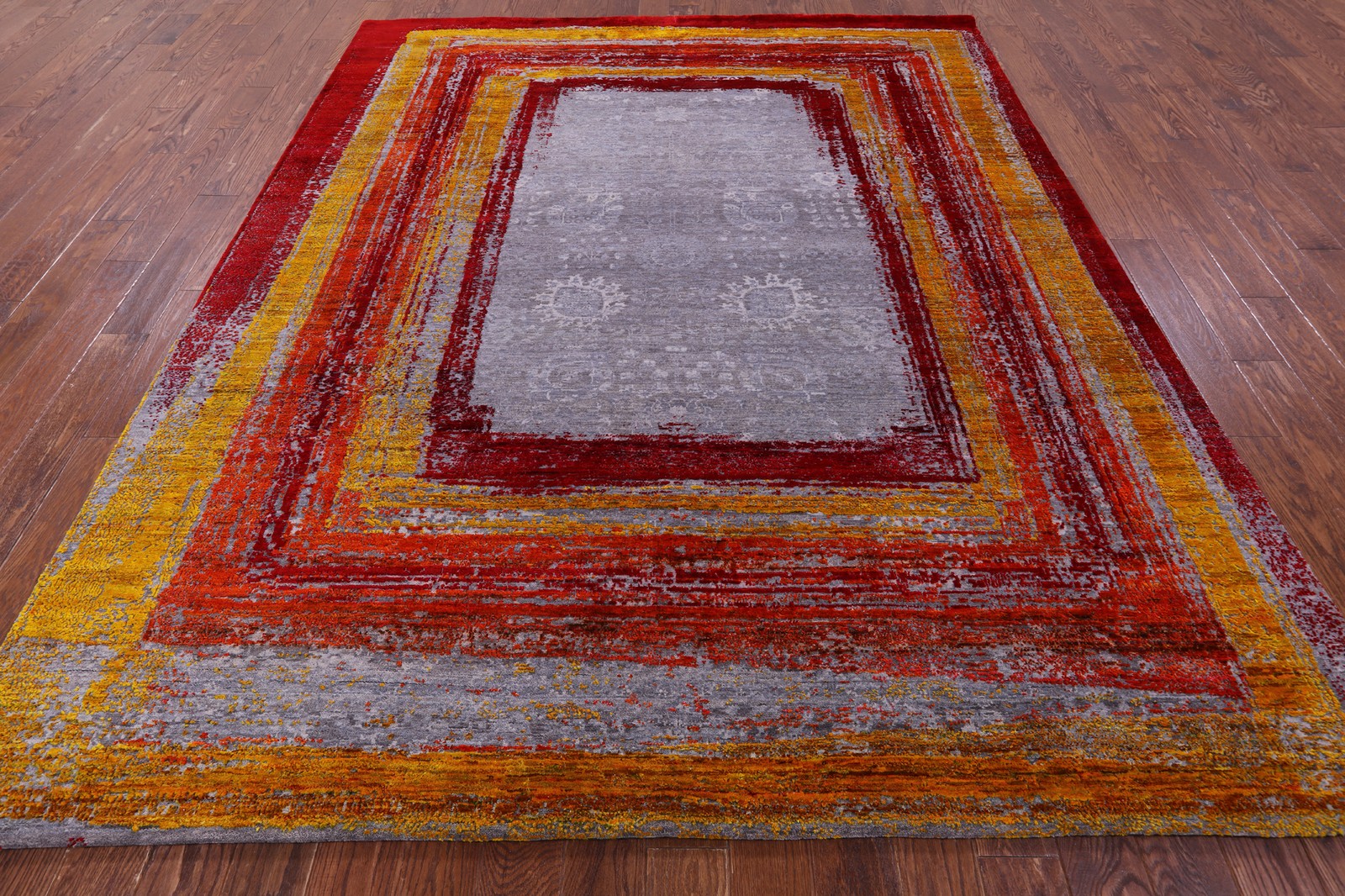 8′ 1″ X 10′ 0″ Contemporary Hand Knotted Wool & Silk Rug – Q13083