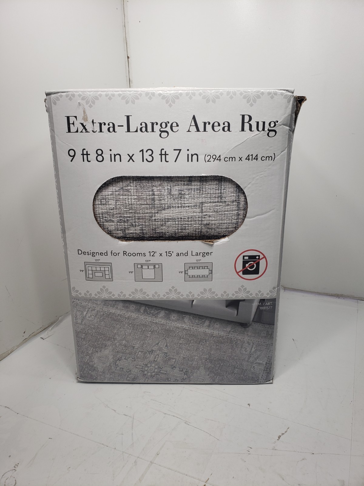 Apache Chenille Area Rug, Gilbert Gray, 9’8″ x 13’7″ 294cm x 414 cm Open Box