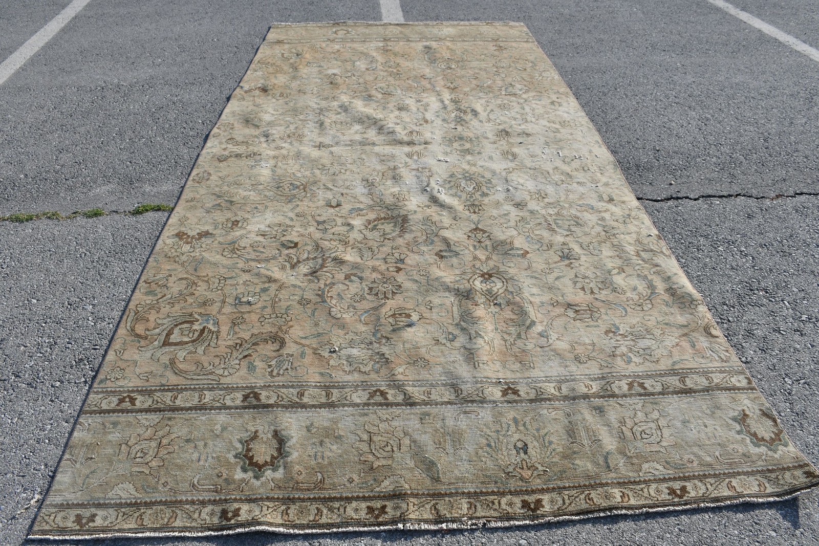 5,8×12,3 ft Oversize Turkish Vintage Rug, Brown Oriental Wool Rug