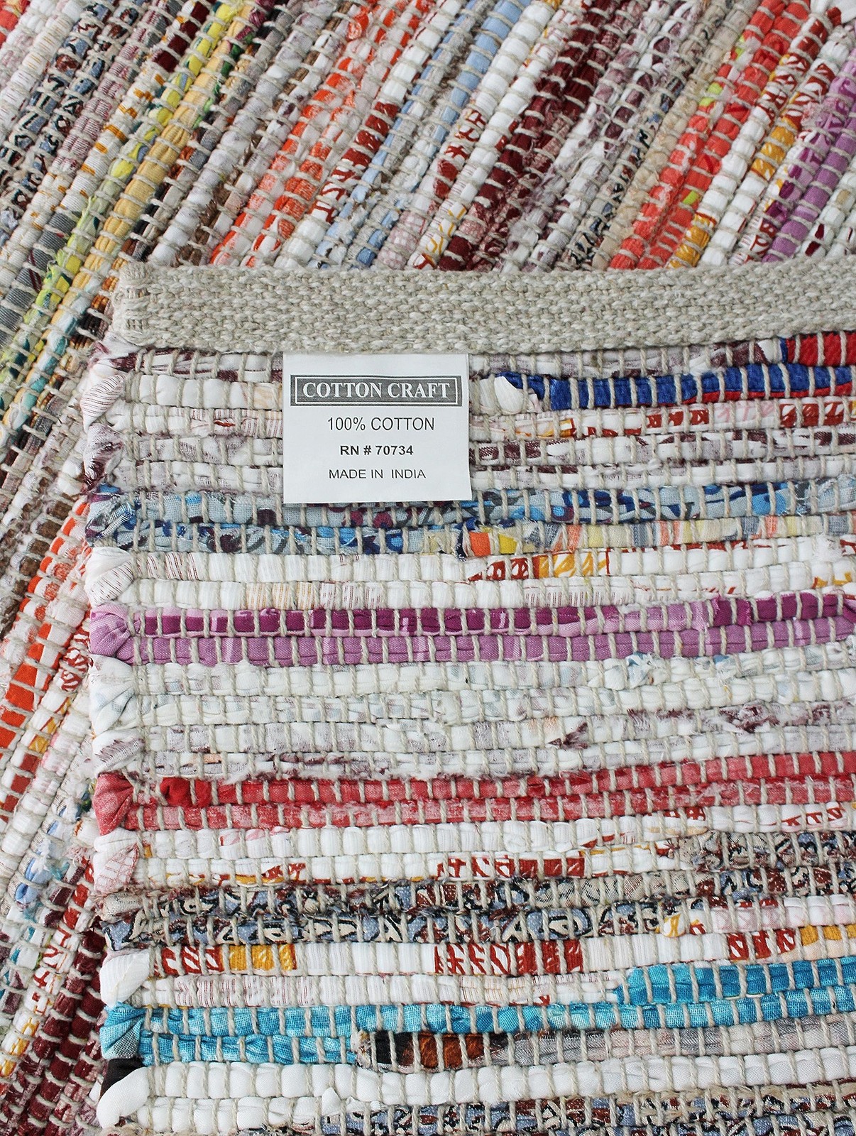 COTTON CRAFT Cotton Chindi Rag Rug – Boho Farmhouse Rustic Area Accent Throw Rug
