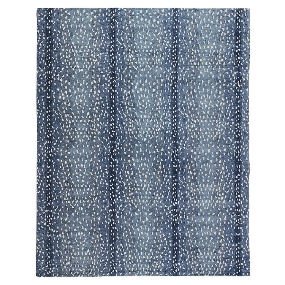 Antelope Blue Wool Tufted Area Rug – Modern Animal Print Design for Living Room
