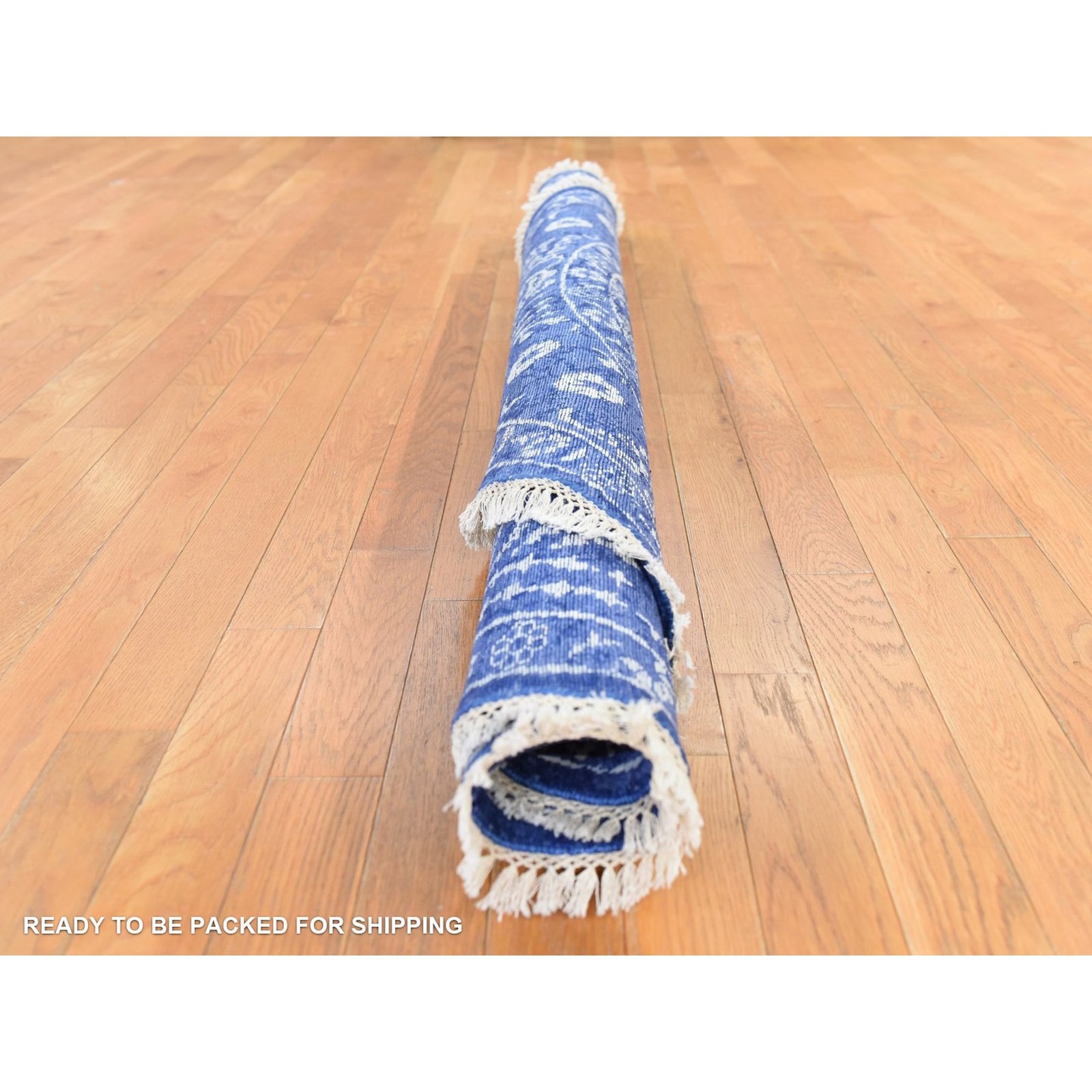 6’2″x6’2″ Blue Tone On Tone Tebraz Design Wool and Silk Hand Knotted Round Rug