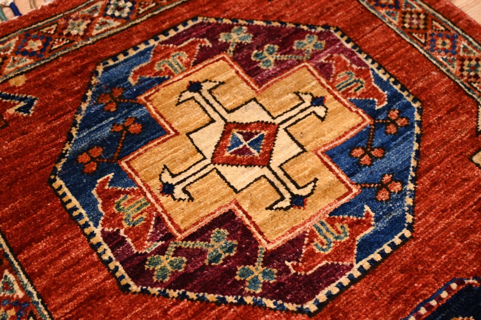 2 x 3 ft Red Ersari Afghan Hand Knotted Tribal Small Accent Rug