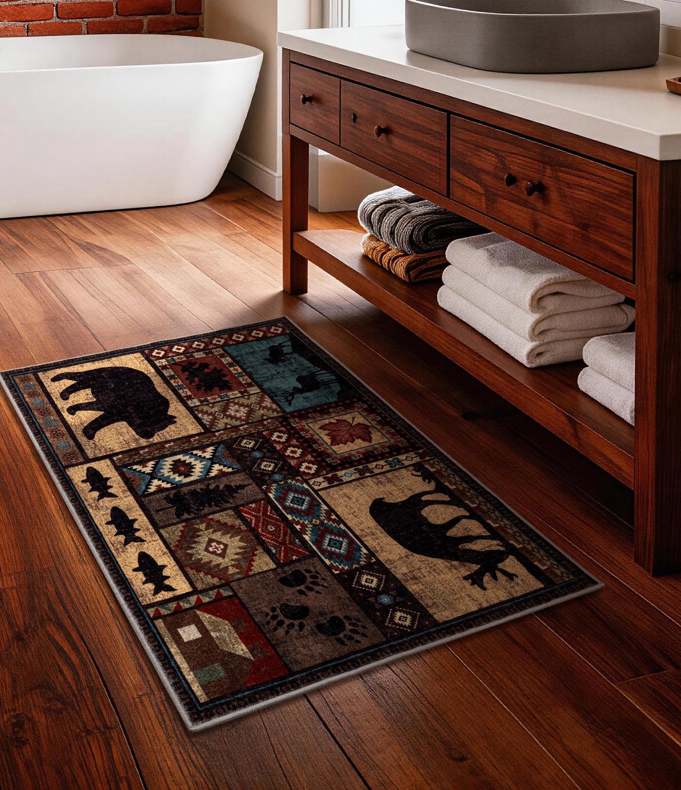 Washable Entryway Rug 2×3 Rustic Cabin Non-Slip Indoor Door Mat Ultra-Thin
