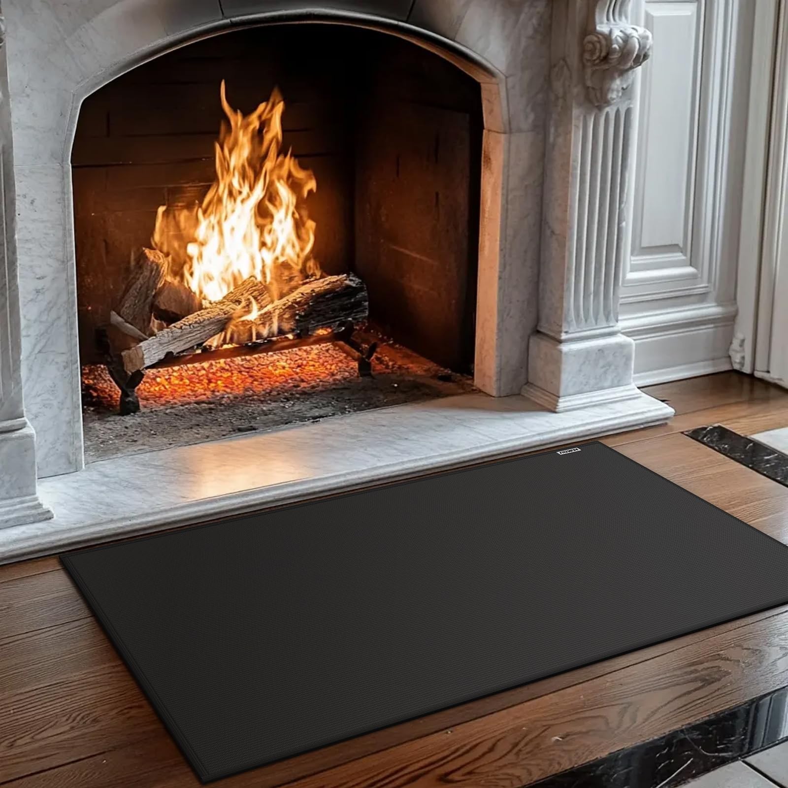 Hearth Rugs for Fireplaces Fire Resistant Mat, 2′ x 3’6″ (Rectangular), Black