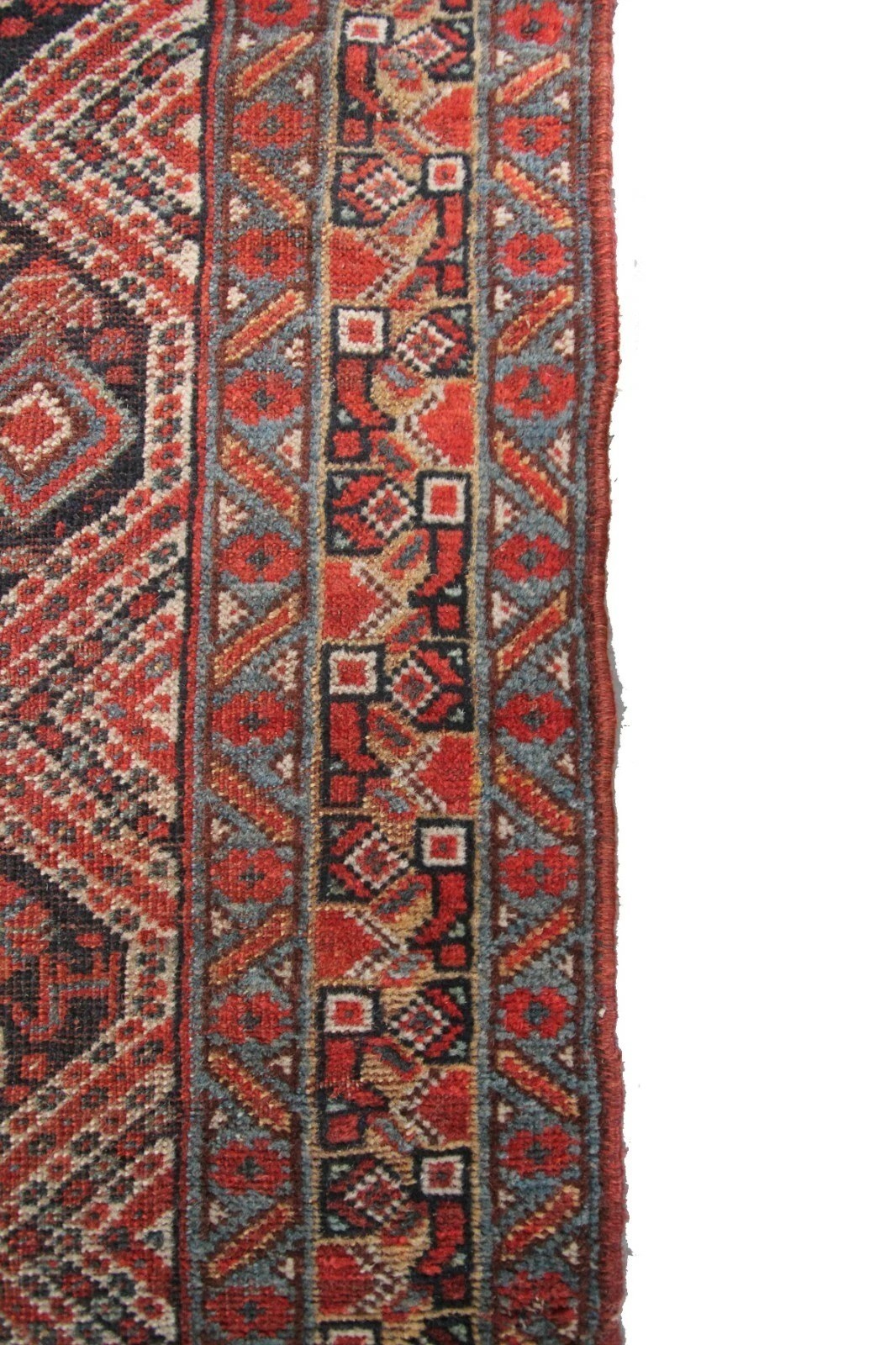 3×10 Rare Antique Handmade Wool Runner Red Tribal Geometric Shabby Chic Rug