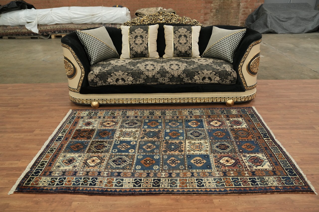 5×7 All-Over Geometric Hand-Knotted Wool Area Rug in Multicolor Hues