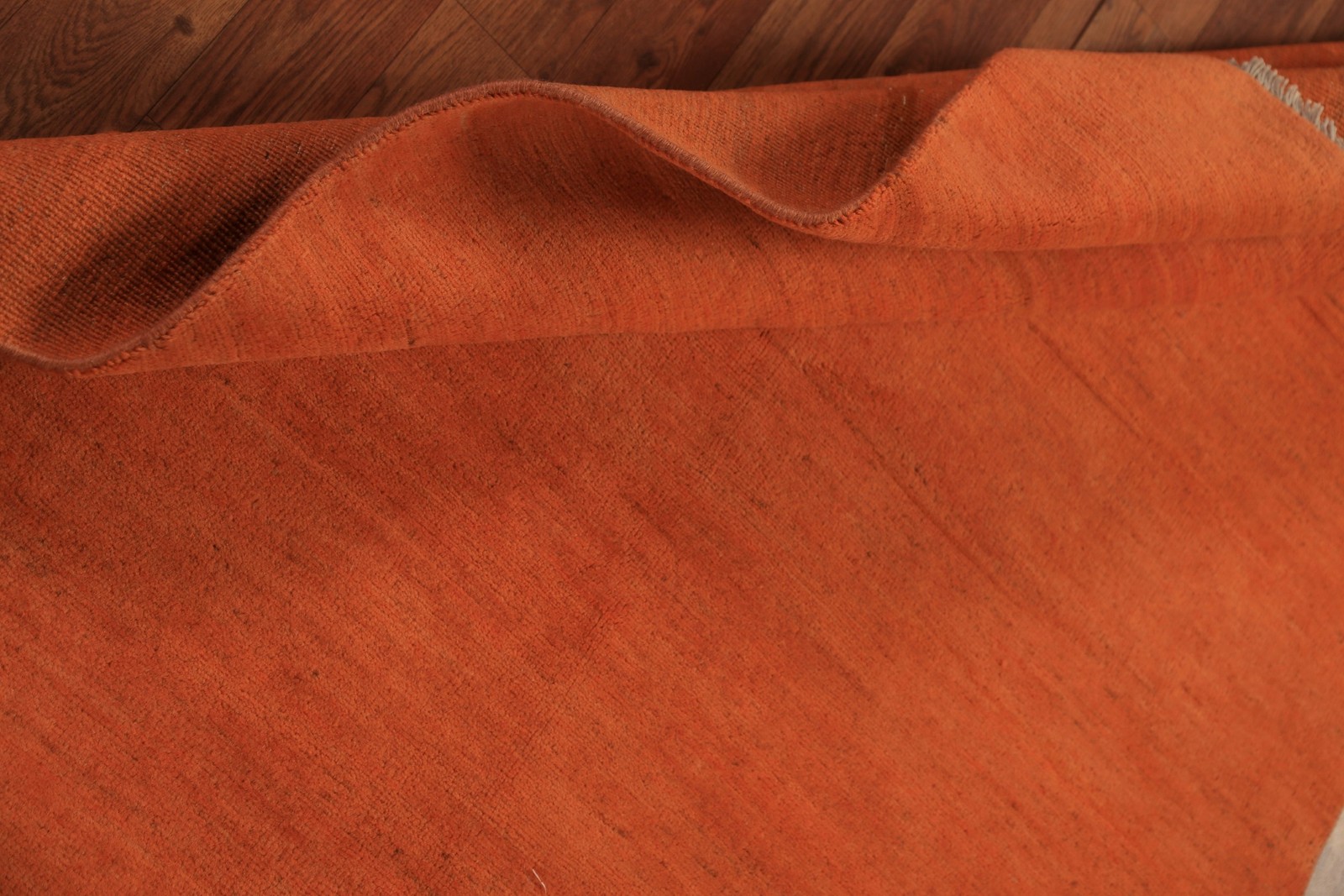 Orange Wool Handmade Modern Rug 4×6 Solid Contemporary Oriental Carpet